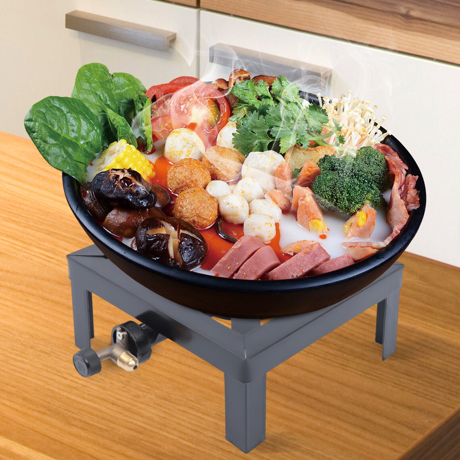 DENEST Single Burner Gas Stove Outdoor BBQ Propane Cooker Picnic Grill Stove Adjustable
