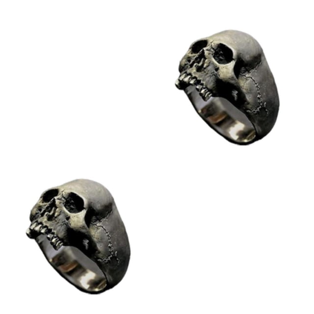 Justharion Gothic Punk Golden Horror Skull Ring Excellent Suitable For Many Occasions Easy silver 10 2Set