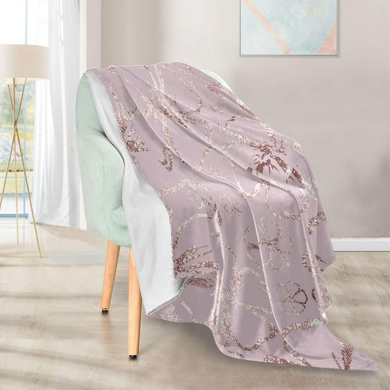 Wellsay Rose Gold Flowers Throw Blanket Crystal Velvet Bed Blanket Soft Blanket for Office Couch Bed Sofa Travel All Season Blanket for Women 50 x 60 Inches Walmart