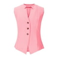 thumbnail image 4 of Lenpel Women's Vest Tops Summer Sleeveless V Neck Button down Textured Slim Business Casual Work Shirts Lightweight Waistcoat Blazers, 4 of 6