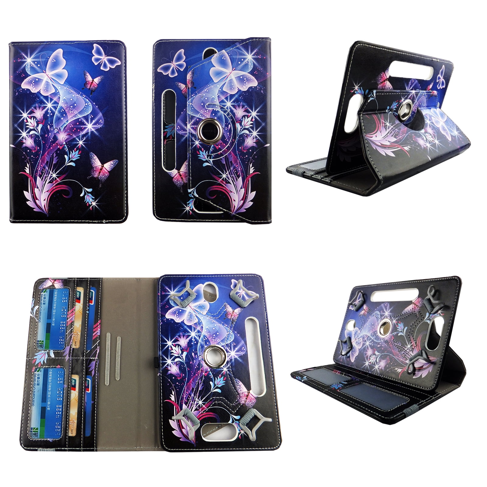 Galaxy Style tablet case 10 inch for Visual Land Prestige 10" 10inch android cases 360 rotating slim folio stand pu leather travel e-reader cash slots - Walmart.com