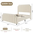 thumbnail image 2 of Bingirl Queen-Size Platform Bed in Beige, Featuring a 50.2-Inch Velvet Upholstered Vertical Channel Tufted Headboard and Footboard, No Box Spring Required, 2 of 8