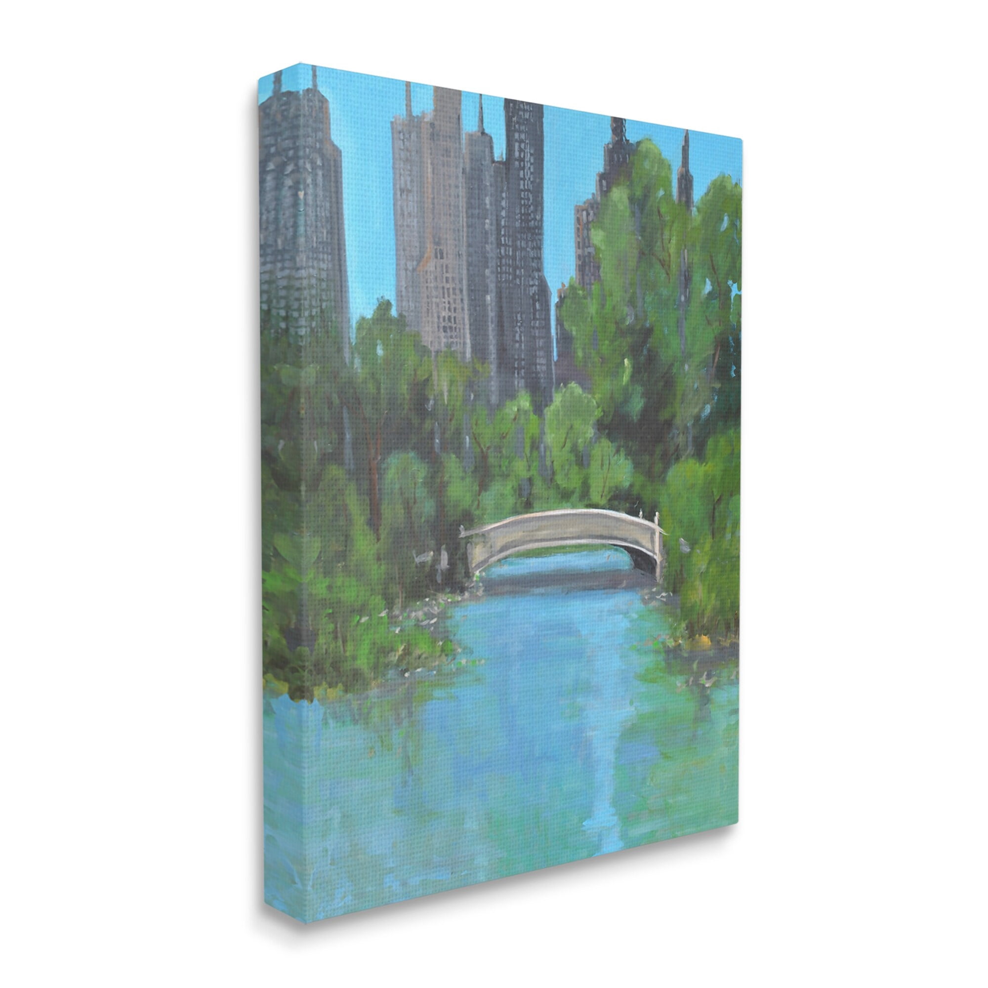 Stupell Industries Urban City Park Town Bridge Over Lake Painting Gallery Wrapped Canvas Print Wall Art, Design by Allayn Stevens
