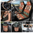 thumbnail image 2 of Yuyamidu Orange Aztec Ethnic Car Front Back Seat Covers with Steering Wheel Cover Seat Belt Pads Car Cup Mat Garbage Can Rear View Mirror Cover Wristlet Keychain Air Vent Storage Holder Set of 15, 2 of 7