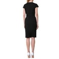 thumbnail image 3 of INSPIRE CHIC Women's Knee Length Pencil Dress Cap Sleeve Belted Wear to Work Sheath Dresses M Black, 3 of 5