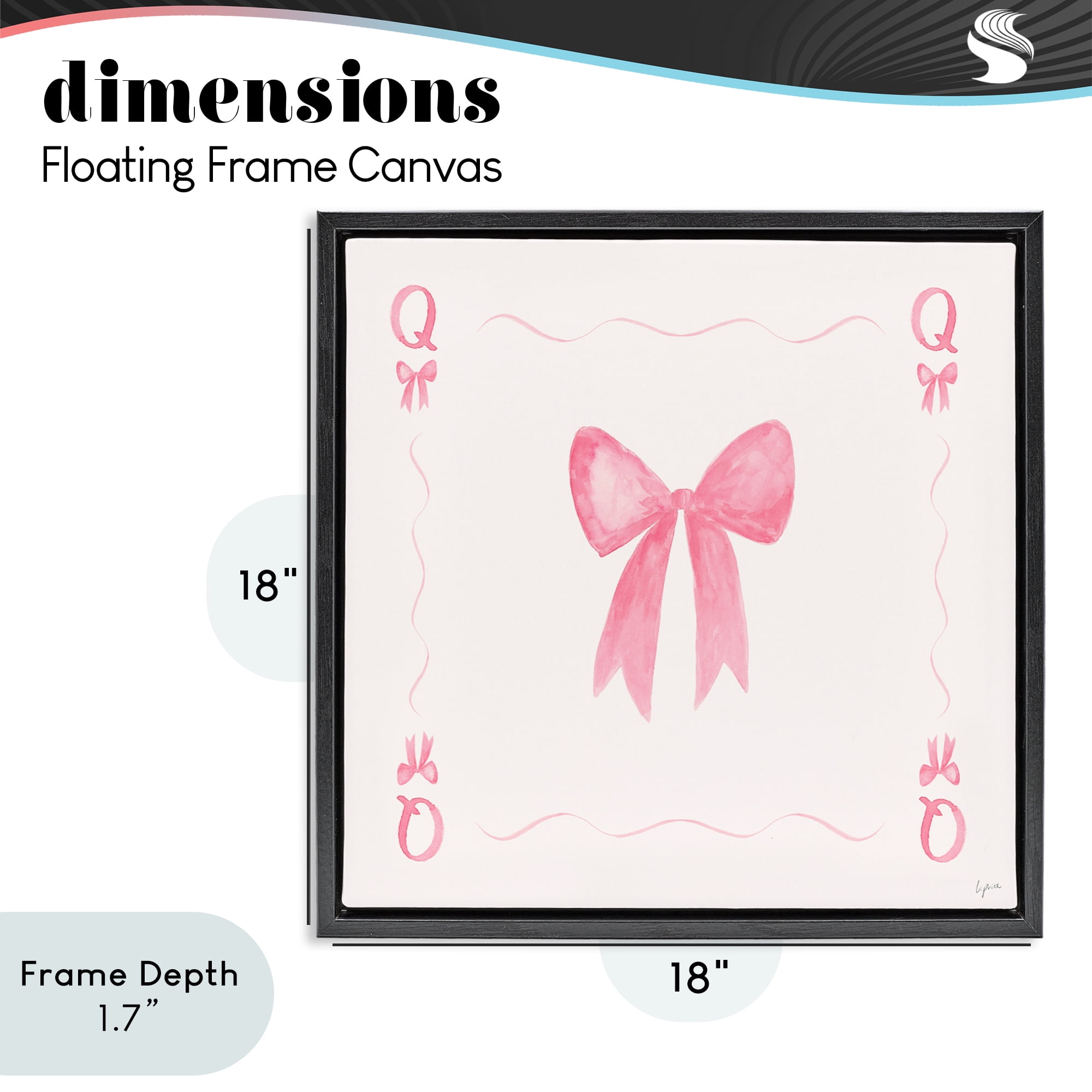 Stupell Industries Queen of Ribbons Card Black Framed Floater Canvas Wall Art, design by Lucille Price