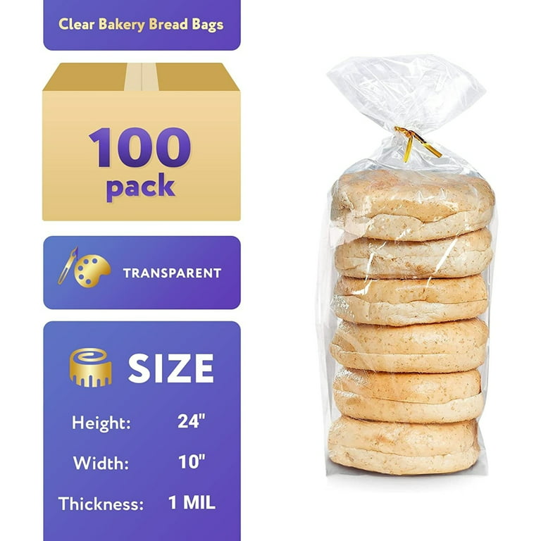 Restaurantware Bag Tek 10 x 8 in Treat Bags, 100 Microwave-Safe Cookie Bags - Lip & Tape Design, Heat-Resistant, Clear Plastic Resealable Bakery