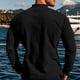 thumbnail image 4 of pstuiky hombres de manga larga, Camisa informal de moda para hombre, con cuello en V y mangas, transpirable top de hombre m, 4 of 6