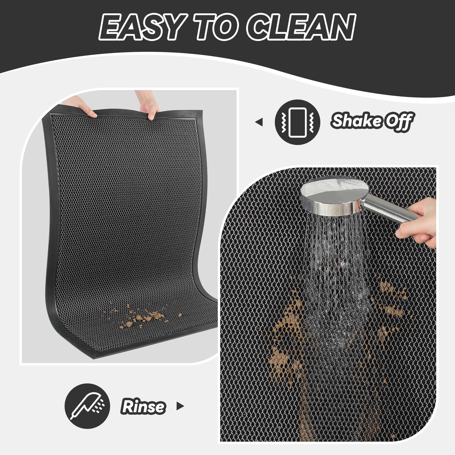 SIXHOME Outdoor Mat 17"x30" Front Door Mat Non Slip Rubber Doormat Low Profile Welcome Mat for Outside Absorbent Dirt Trapper Outdoor Doormat with Elastic Mesh Surface Heavy Duty Floor Mat Gray