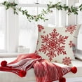 thumbnail image 5 of Christmas Pillow Covers, Christmas Throw Pillow Covers, Red and White Snowflake Deer Pattern Decorative Pillow Cases for Home Sofa Couch Bed Car, Flax, 5 of 7