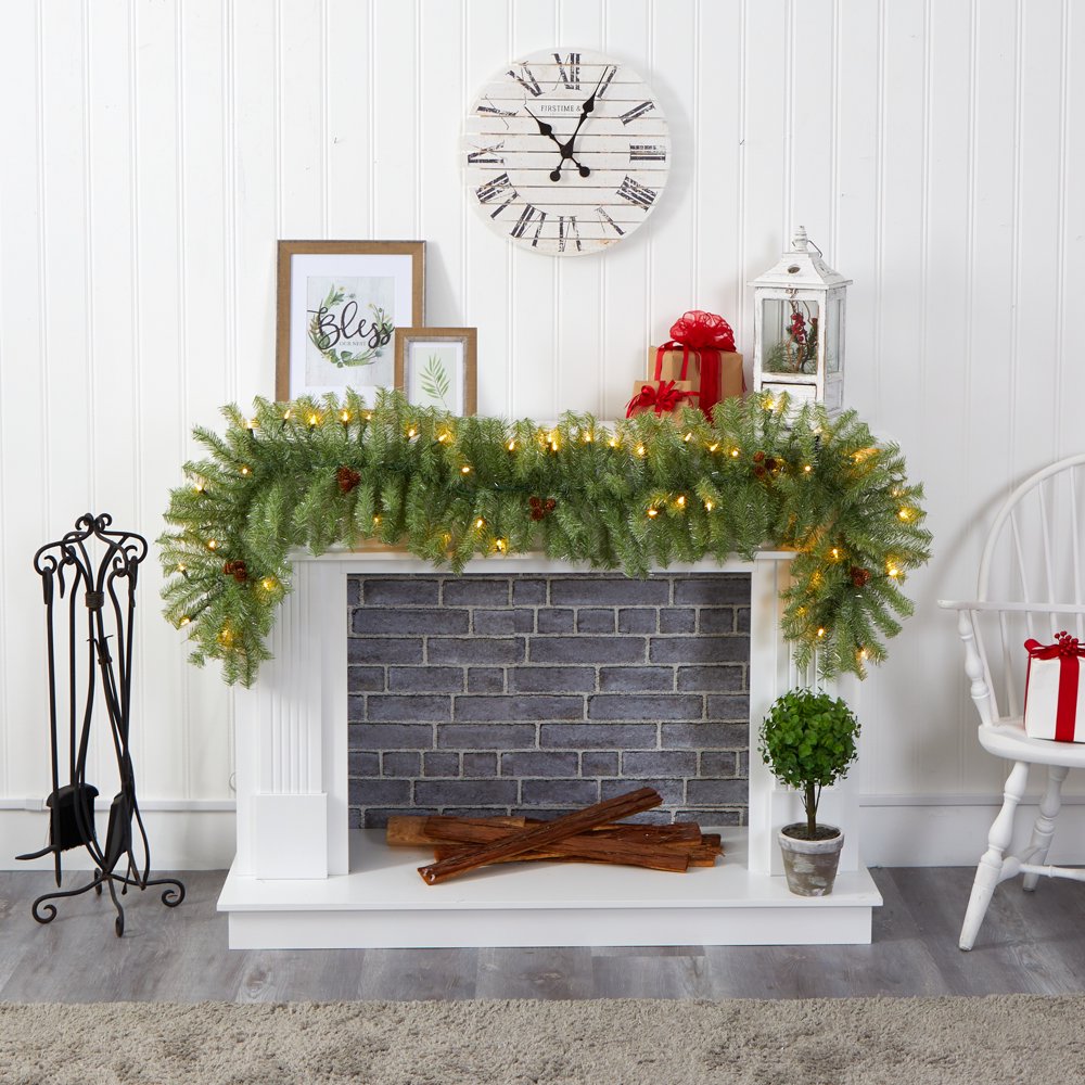 Nearly Natural 6ft. Christmas Pine Artificial Garland with 50 Warm