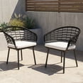 thumbnail image 5 of Nuu Garden Outdoor Patio Woven Rope Chairs with Adjustable Feet, 2.4" Thick Soft Cushions, All-Weather Powder-Coated Aluminum Frame, Black, 5 of 10