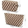 thumbnail image 4 of Pakyozj 2 Pieces Makeup Bag Large Checkered Cosmetic Bag Capacity Canvas Mix Travel Toiletry Bag Organizer Cute Makeup Brushes Aesthetic Accessories Storage Bag for Women, 4 of 6