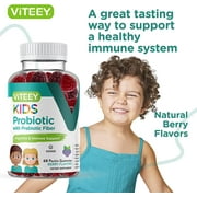 VITEEY Kids Probiotic Gummies with Prebiotic Fiber, Digestive Health & Immune Support, 60 Ct