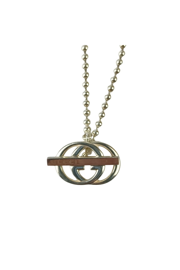 Pre-Owned GUCCI necklace, Interlocking G design, ball chain, 216435, Ag925, men's/women's...