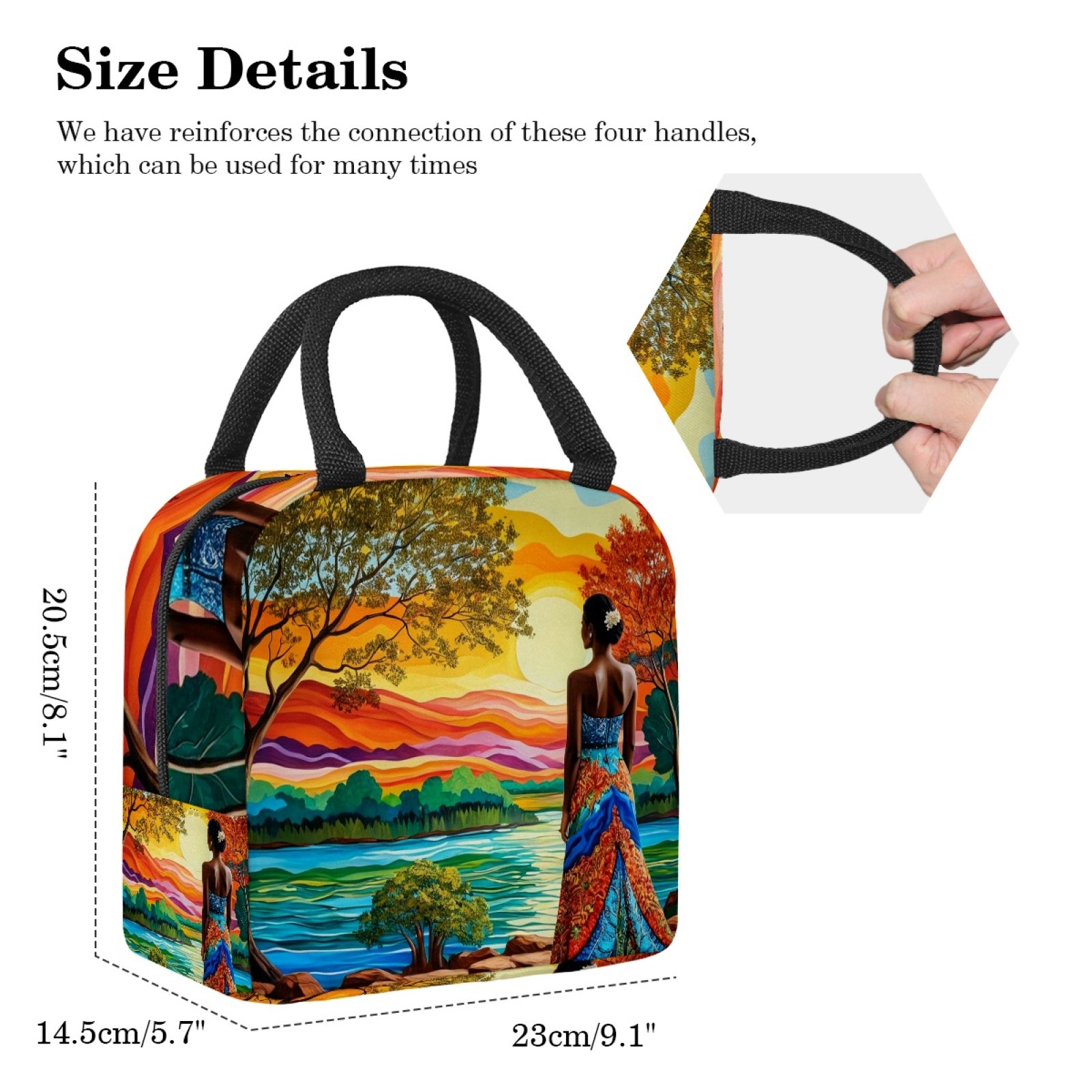 ERJLKXP Beautiful African Woman Insulated Lunch Bags for Women and Men,Adult Reusable Lunch Tote Bag for Work,cooler bag