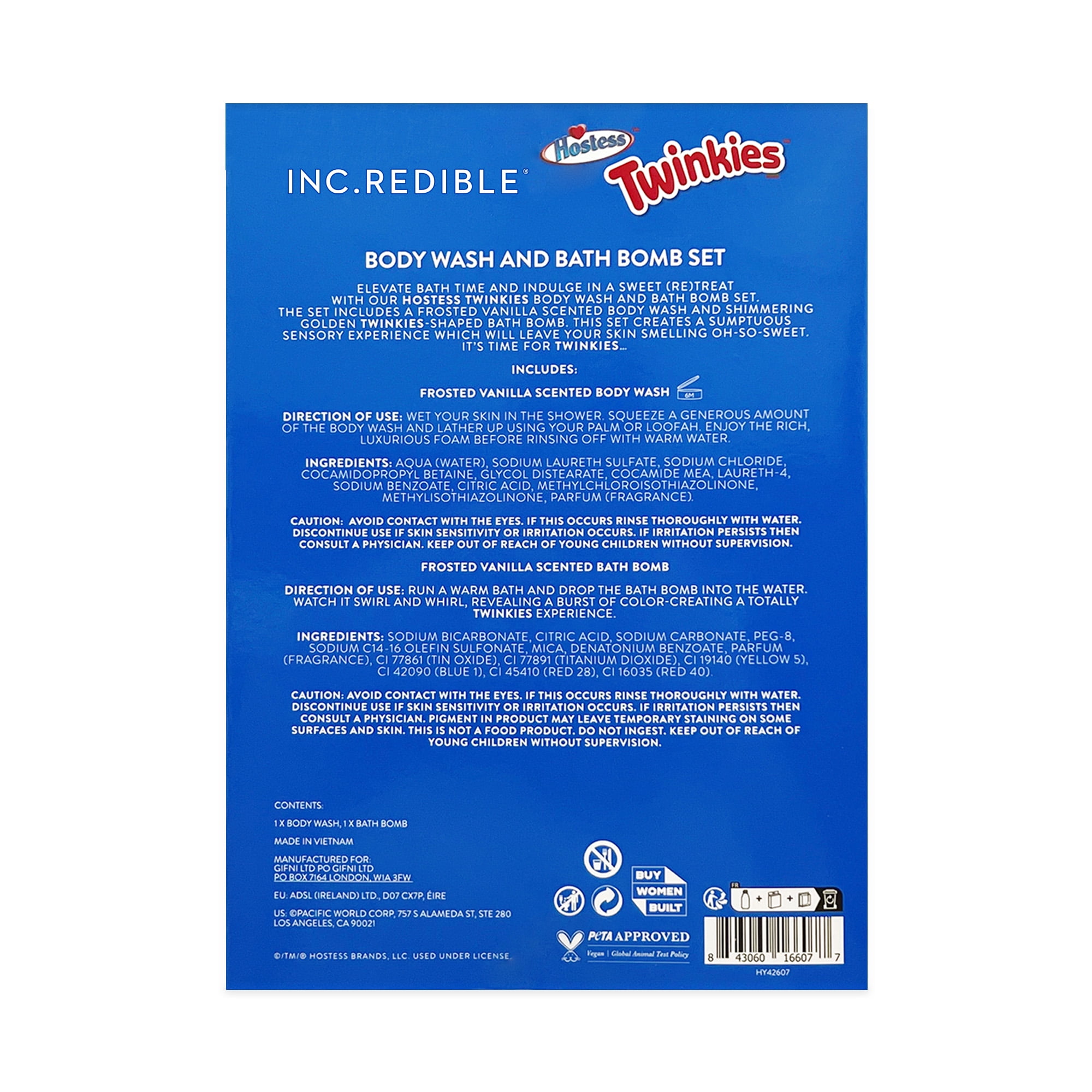 INC.redible Twinkies Body Wash &amp; Bath Bomb Gift Set, Frosted 