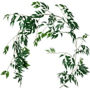 1 Pack 5.4Ft Artificial Silk Fabric Willow Plant Leaves Vines Twigs Garland String Indoor Outdoor Wedding Decor Jungle Luau Party Supplies