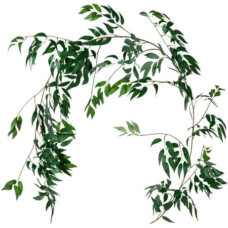 1 Pack 5.4Ft Artificial Silk Fabric Willow Plant Leaves Vines Twigs Garland String Indoor Outdoor Wedding Decor Jungle Luau Party Supplies