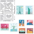 thumbnail image 2 of Attractions Pattern Embossing Dies 6.2x4 inch Bus Statue Tower Leaning Tower of Pisa Balloon Die Cuts Metal Cutting Stencils for Scrapbook Card Making Silver, 2 of 7