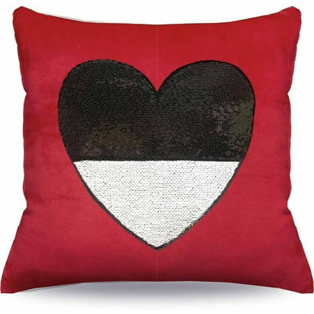 Idea Nuova Mainstays Sequin Heart Decorative Pillow