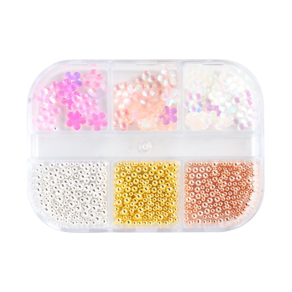6 Grids/Box Nail Decor Exquisite with Steel Ball Lightweight Small Flowers Nail Decoration for Women