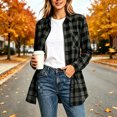 thumbnail image 2 of TRUNZI Women's Button Down Plaid Shirts Long Sleeves Lapel Collar Casual Regular Fit Shackets with Chest Pocket,Dark Gray,Size L, 2 of 8