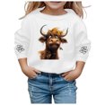 thumbnail image 3 of Cute Highland Cow Sweatshirts for Girls Boys Long Sleeve Crewneck Western Country Christmas Graphic Sweatshirt Pullover Tops, 3 of 5