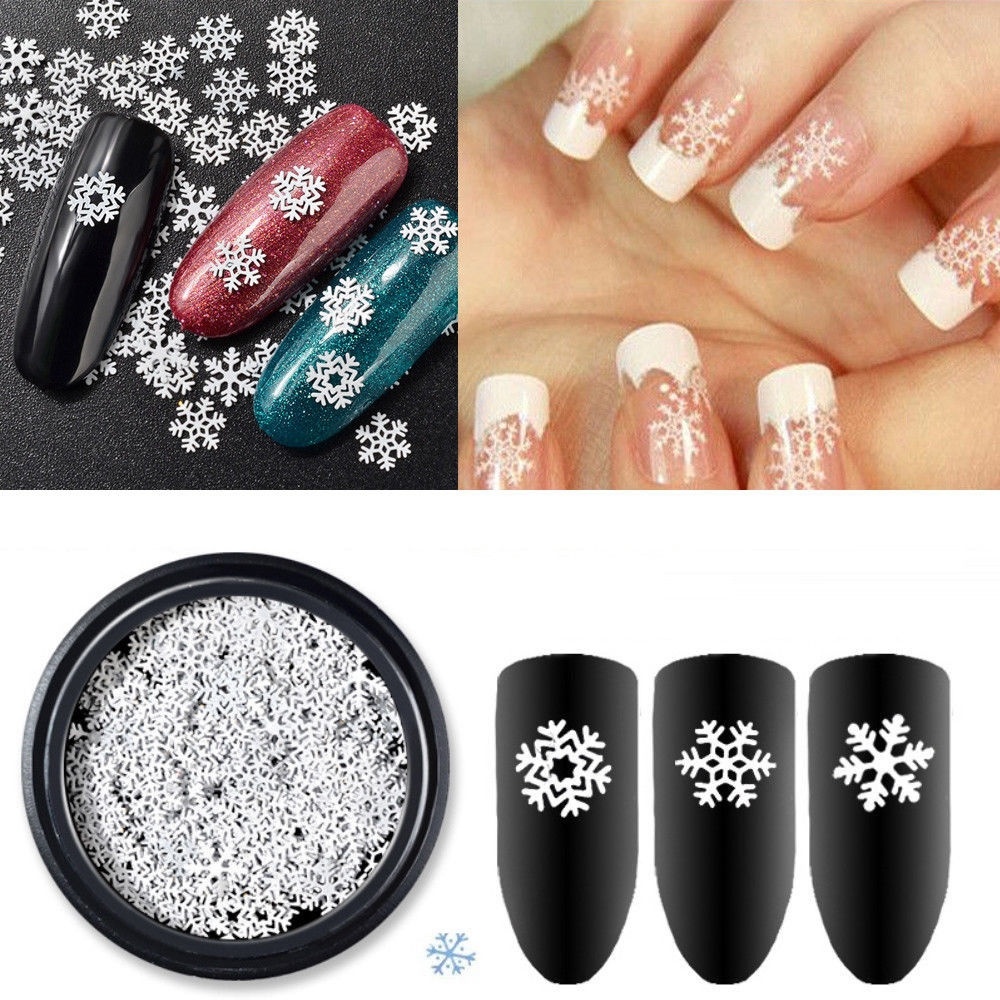 Xmas 3D Snowflakes Lace Nail Art Stickers Decals Self ...