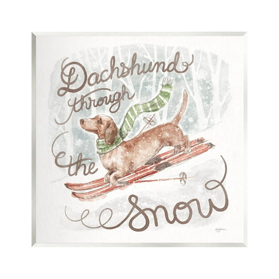 Stupell Industries Dachshund Through Snow Holiday Painting Unframed Art Print Wall Art, 12 x 12