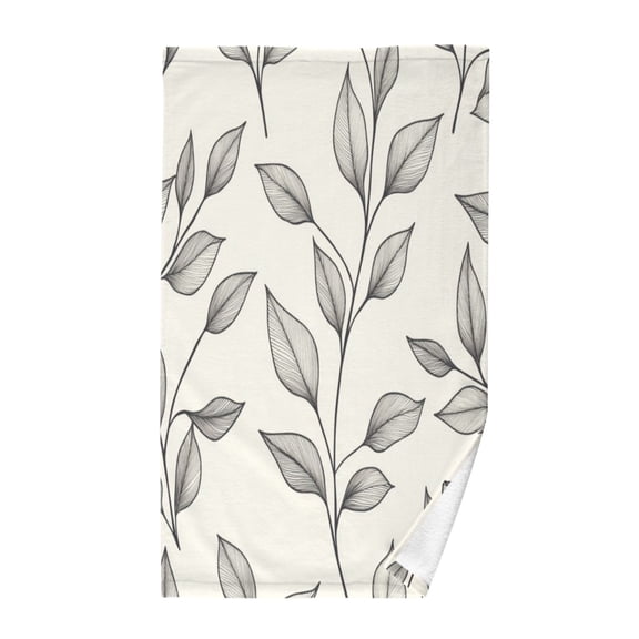 Pure Cotton Face Towel 16x28 Inches Hand Towel Bath Towel Hand Bath Towels Soft Good Water Absorption for Washing Face Wiping Face Pretty Grey Leaves