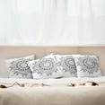thumbnail image 3 of Ambesonne Floral Throw Pillow Cover 4 Pack, Mandala Black White, 16", Black White, 3 of 6