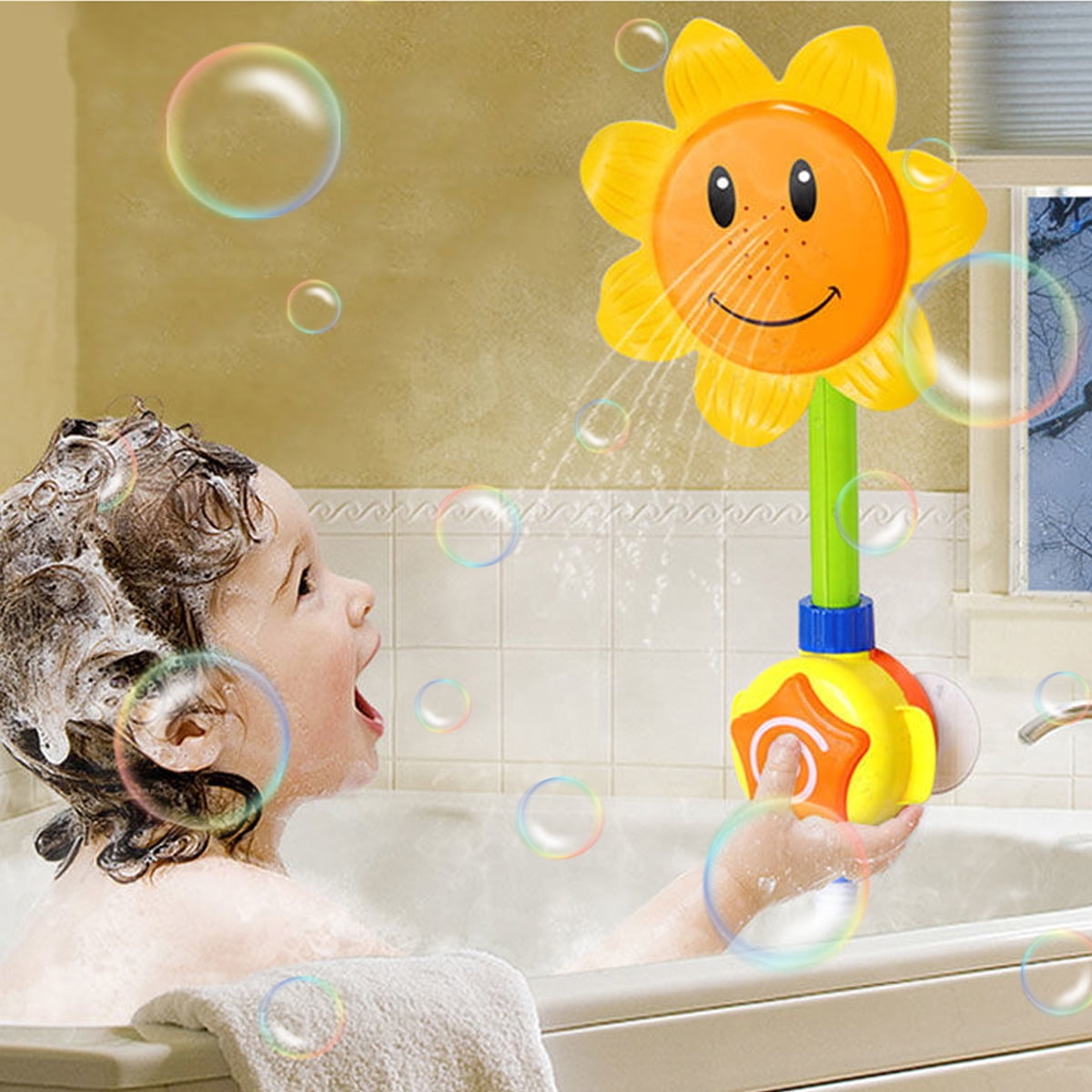 Sunflower Shower Faucet Kids Baby Bath Spray Bathing Sprinkler Bathtub Toy 