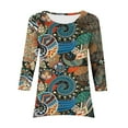 thumbnail image 6 of QQAMB 3/4 Sleeve Tunic Tops for Women Dressy Casual Crewneck Floral Printed Loose Blouse Flowy Shirts Multicolor XL, 6 of 6