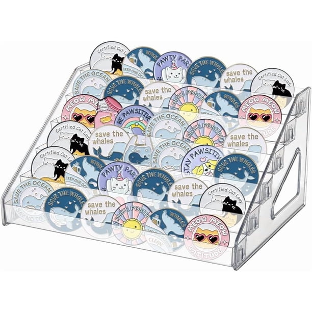 Expositores de acrílico de 6 niveles, 31,8 x 23,5 x 16,3 cm, transparentes, para insignias, organizadores de maquillaje y perfumes.