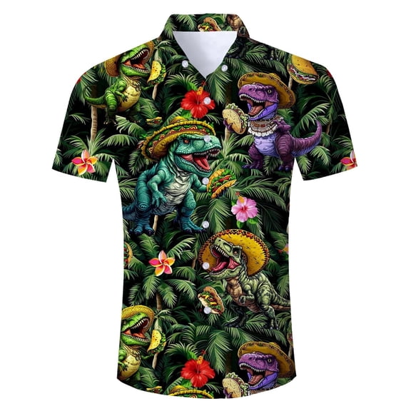 Vicojack Mens Hawaiian Shirt 3D Print Casual Short Sleeve Button Down Graphic Aloha Dress Shirts
