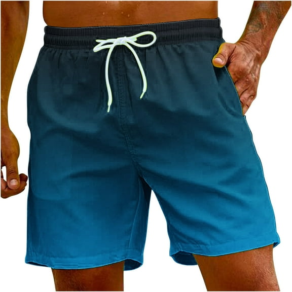 ibuvkizy Shorts Men Clearance!Athletic Shorts for Men,Men's Gradient Printing Hawaiian Special Print Beach Casual Trouser Shorts Pants Light Blue,M