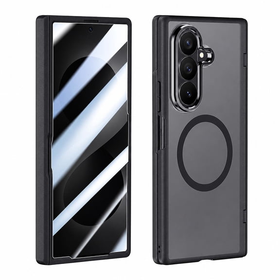 Dteck Magnetic for Samsung Galaxy Z Fold8 Ultra Case with Built-in Screen Protector, Hinge Protection Shockproof Matte Protective Cover,Black (Privacy)