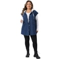 thumbnail image 3 of DARING DIVA Women's Plus Drawstring Hood Casual Denim Vest 3X Dark Blue, 3 of 7