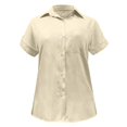 thumbnail image 4 of WTXUE Button-Up Shirts Short Sleeve, Notch Neck Shirts for WomenButton Down Cropped Shirts Crop Solid Lapel Blouse Shirt Wit Cotton Solid | Workwear for Women S, 4 of 5