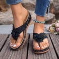 thumbnail image 6 of GERsome Women's Flip-Flops Low Wedge Open Toe Thong Sandals Comfort Slip-On Slides Summer Beach Walking Shoes, Black Size 5.5, 6 of 10