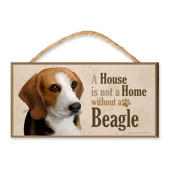 Beagle "A House is Not a Home without a Beagle" Dog Sign / Plaque (v3) featuring the art of Scott Rogers