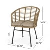 thumbnail image 5 of GDF Studio Saragus Outdoor Wicker and Aluminum 7 Piece Dining Set with Cushion, Light Brown, Matte Black, and Beige, 5 of 13