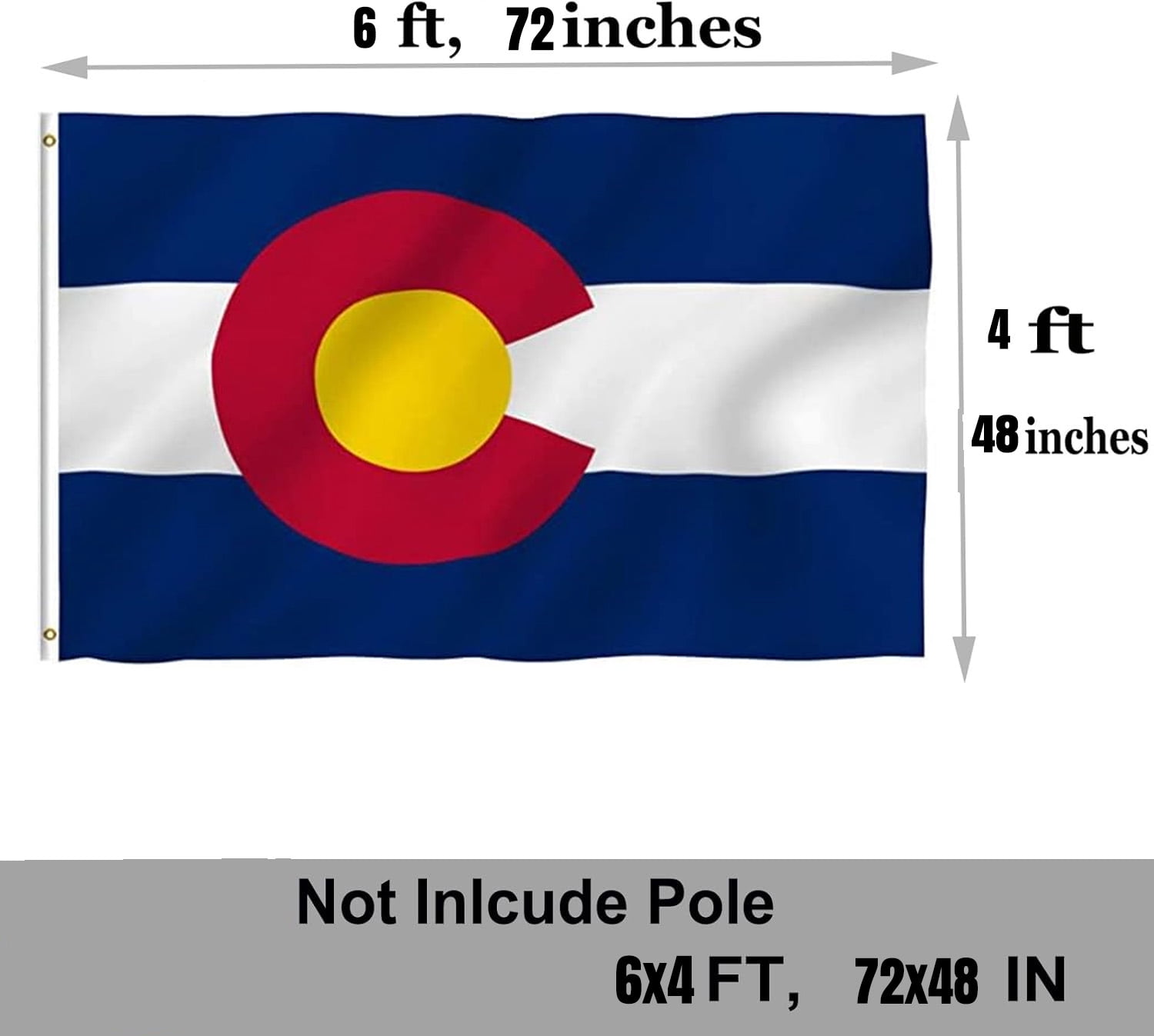 Colorado State Flag 4x6 Ft Double Sided US State Colorado Flag American States of Colorado Flags with 2 Brass Grommets Design Polyester Flags Decor for Indoor Outdoor