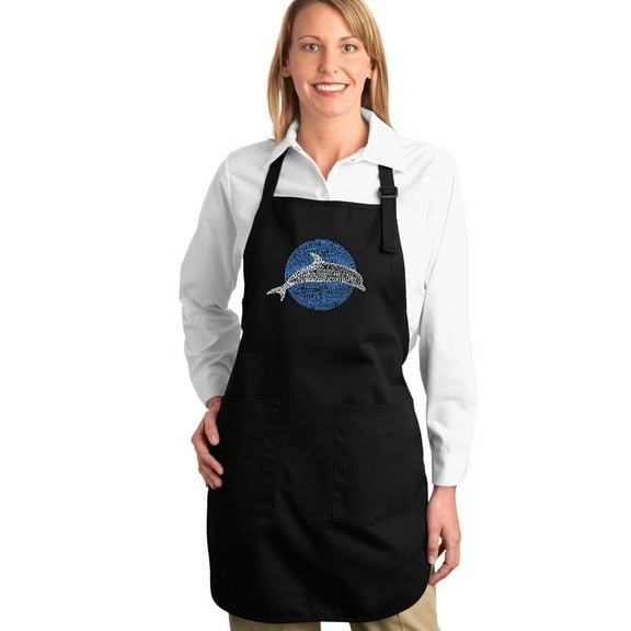 LA Pop Art Full Length Word Art Apron - Species of Dolphin