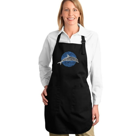 LA Pop Art Full Length Word Art Apron - Species of Dolphin