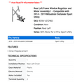 thumbnail image 2 of Rear Left Power Window Regulator and Motor Assembly 1 - Compatible with 2014 - 2019 Mitsubishi Outlander Sport Utility 2015 2016 2017 2018, 2 of 2