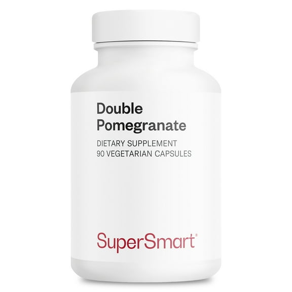 SuperSmart Double Pomegranate (High Strength) - 90% Ellagic Acid & 40% Punicalagins - Pomegranate Extract Supplement - Advanced Antioxidant | Non-GMO & Gluten Free - 90 Vegetarian Capsules