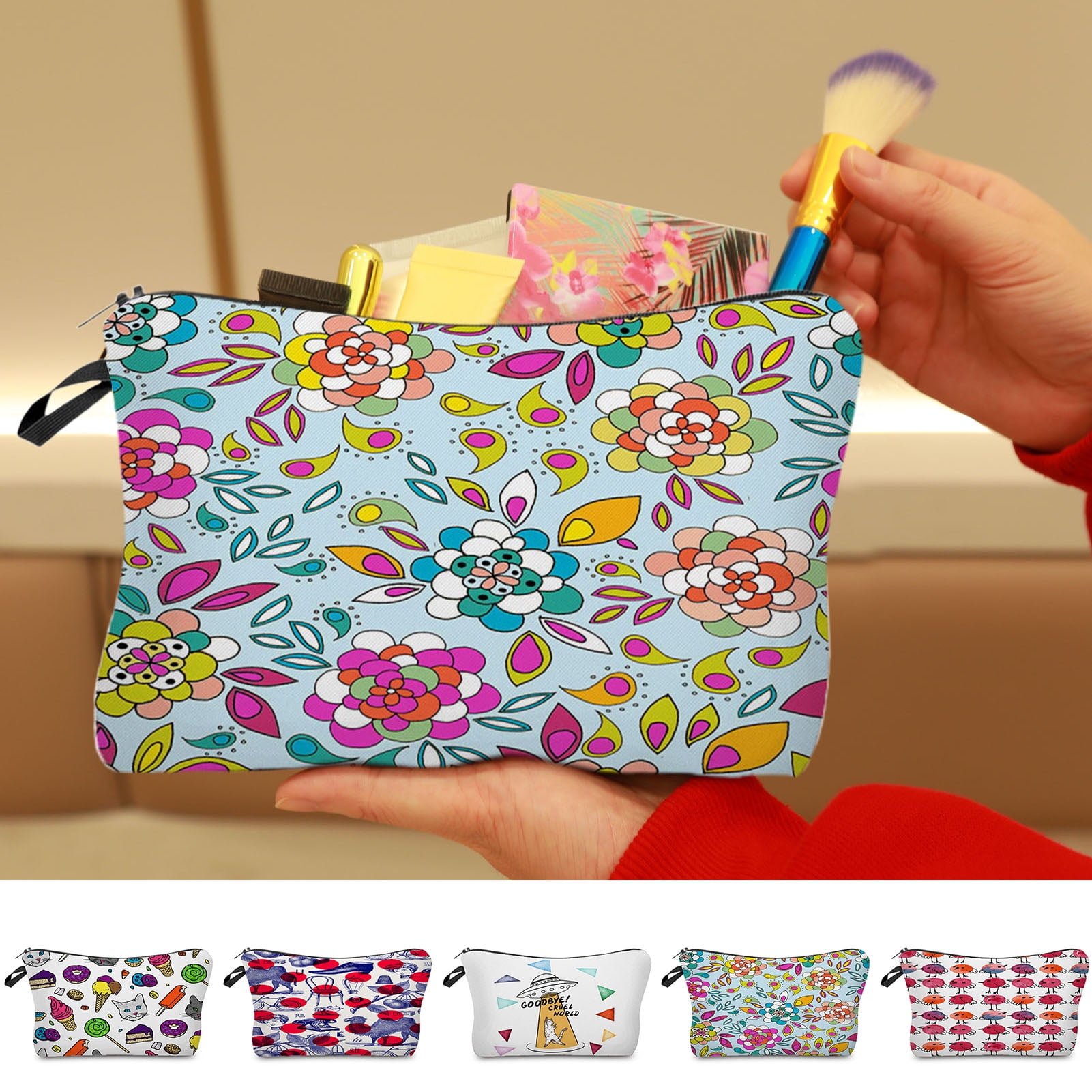 Happy Date Cute Travel Makeup Bag Cosmetic Bag Small Pouch Gift for Women 