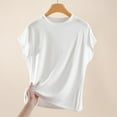 thumbnail image 2 of fatyb Womens Cap Sleeve T Shirts Casual Crew Neck Comfy Tee Tops for Women Loose Summer Plain Tshirts, 2 of 6